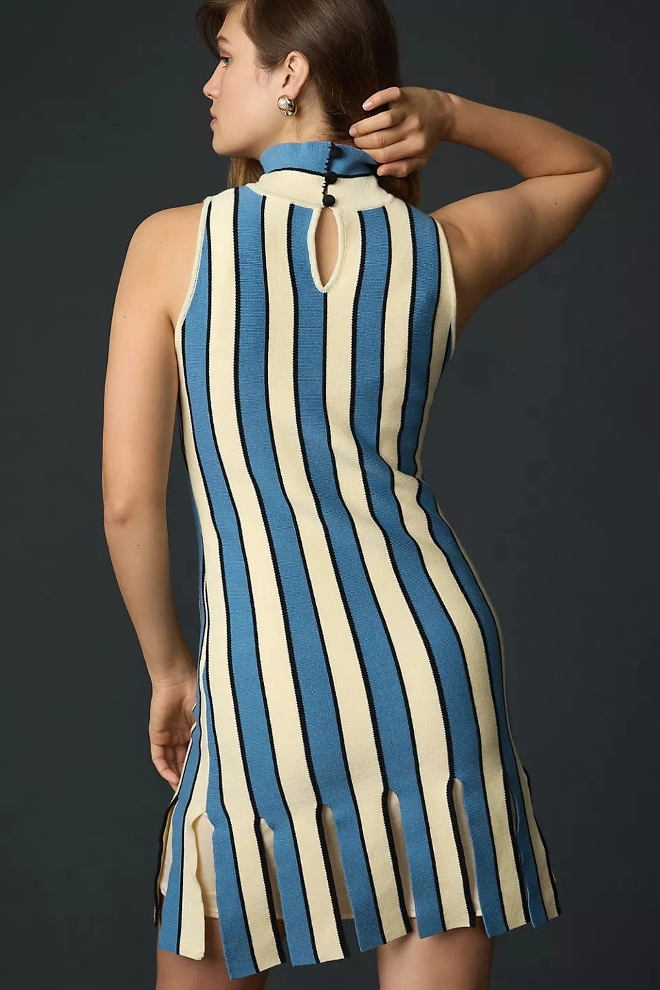 Backless Chic Mock-Neck Sleeveless Mini Dress