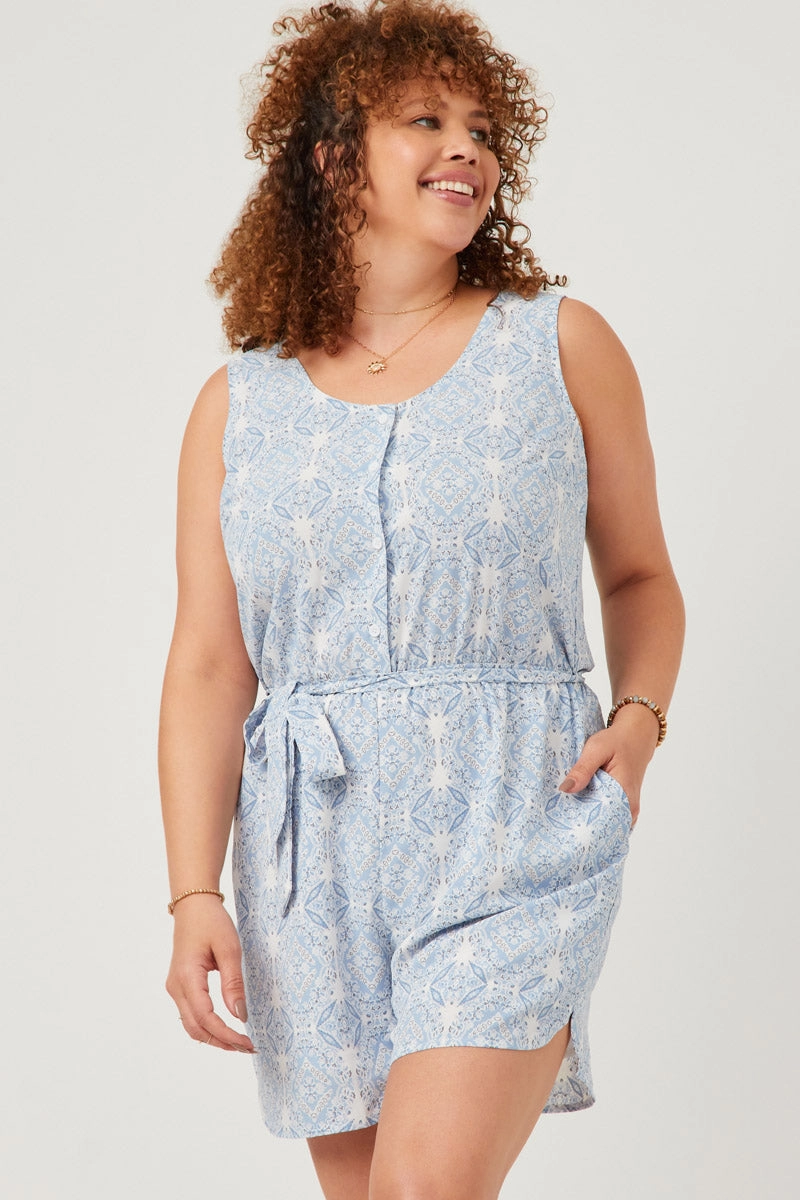 Bandana Print Belted Button Detail Romper Smart Mood Beachwear
