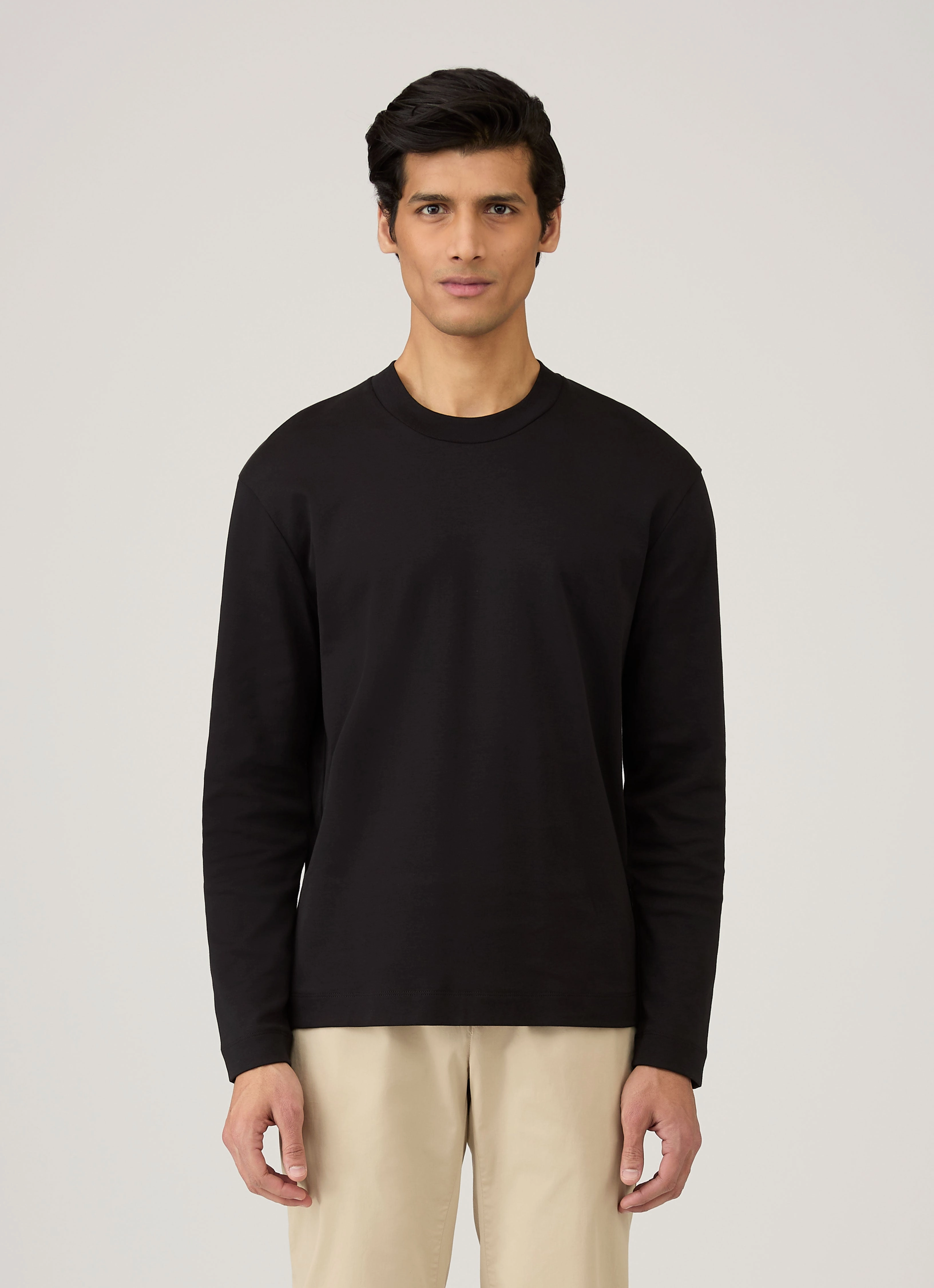 Base Layer Men's Long Sleeve Heavyweight T-shirt in Black