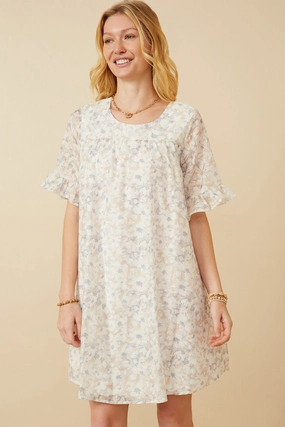soft fit Light Floral Tulip Sleeve Dress