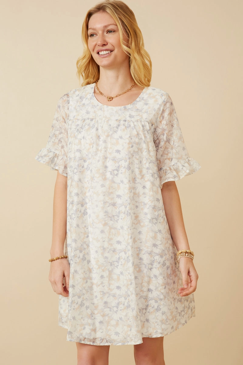 Light Floral Tulip Sleeve Dress Stylish Pick