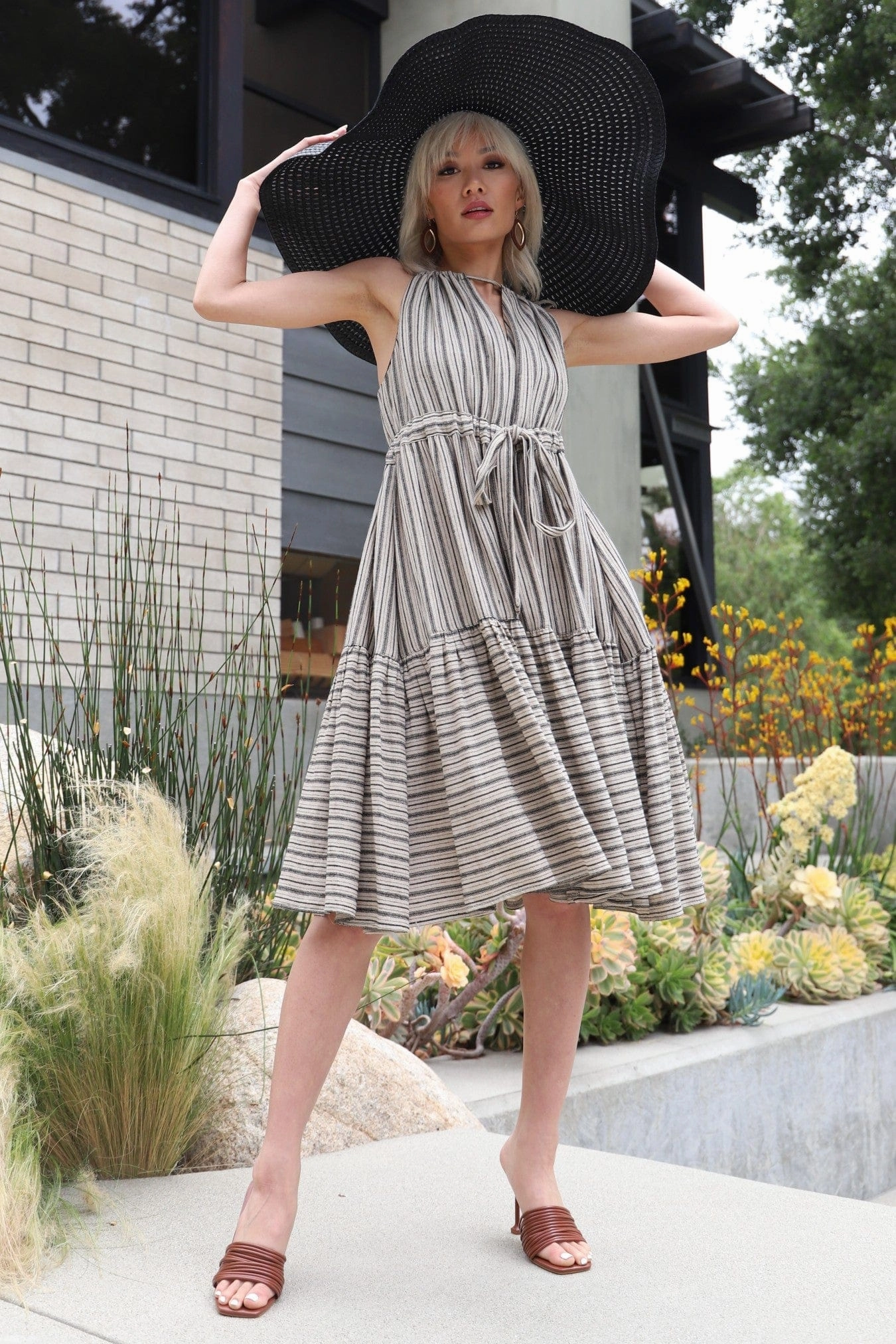 Beaded accents Nixi Dress - Zanzibar Stripe