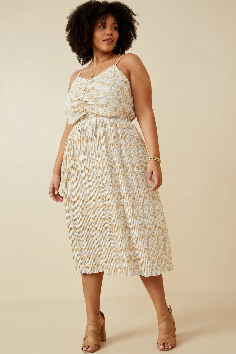 Mood Focused Resort Outfit Floral Print Pleated Skirt Tank Dress