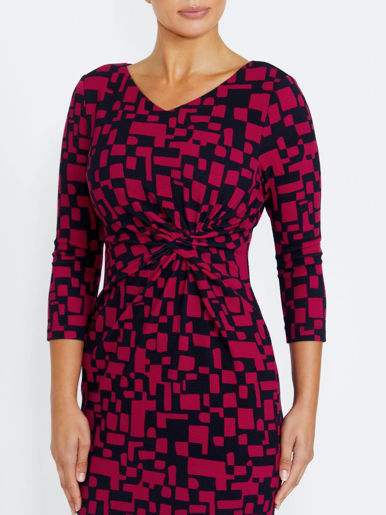 Belt Loop Verona Pink and Navy Jersey Dress