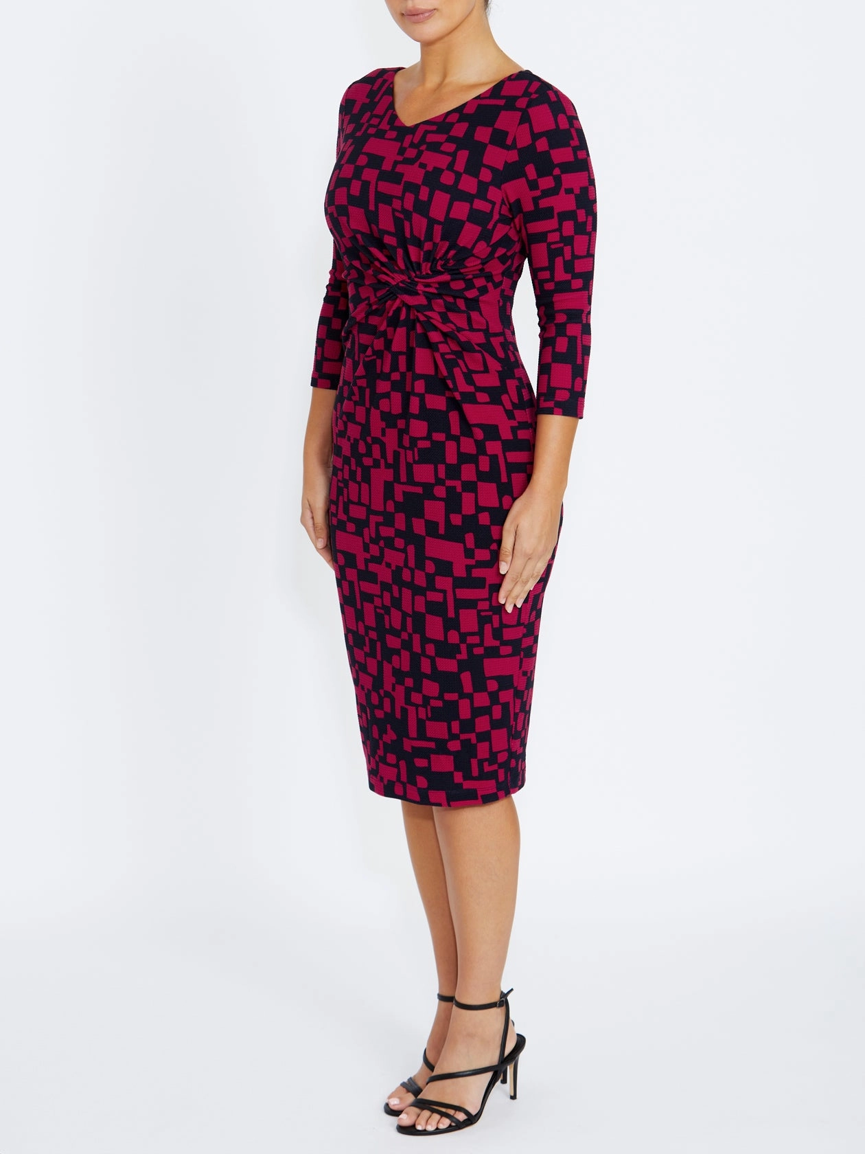 Belt Loop Verona Pink and Navy Jersey Dress