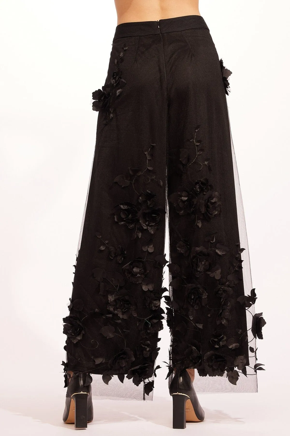 Black Taylor Pants - Caviar Bloom