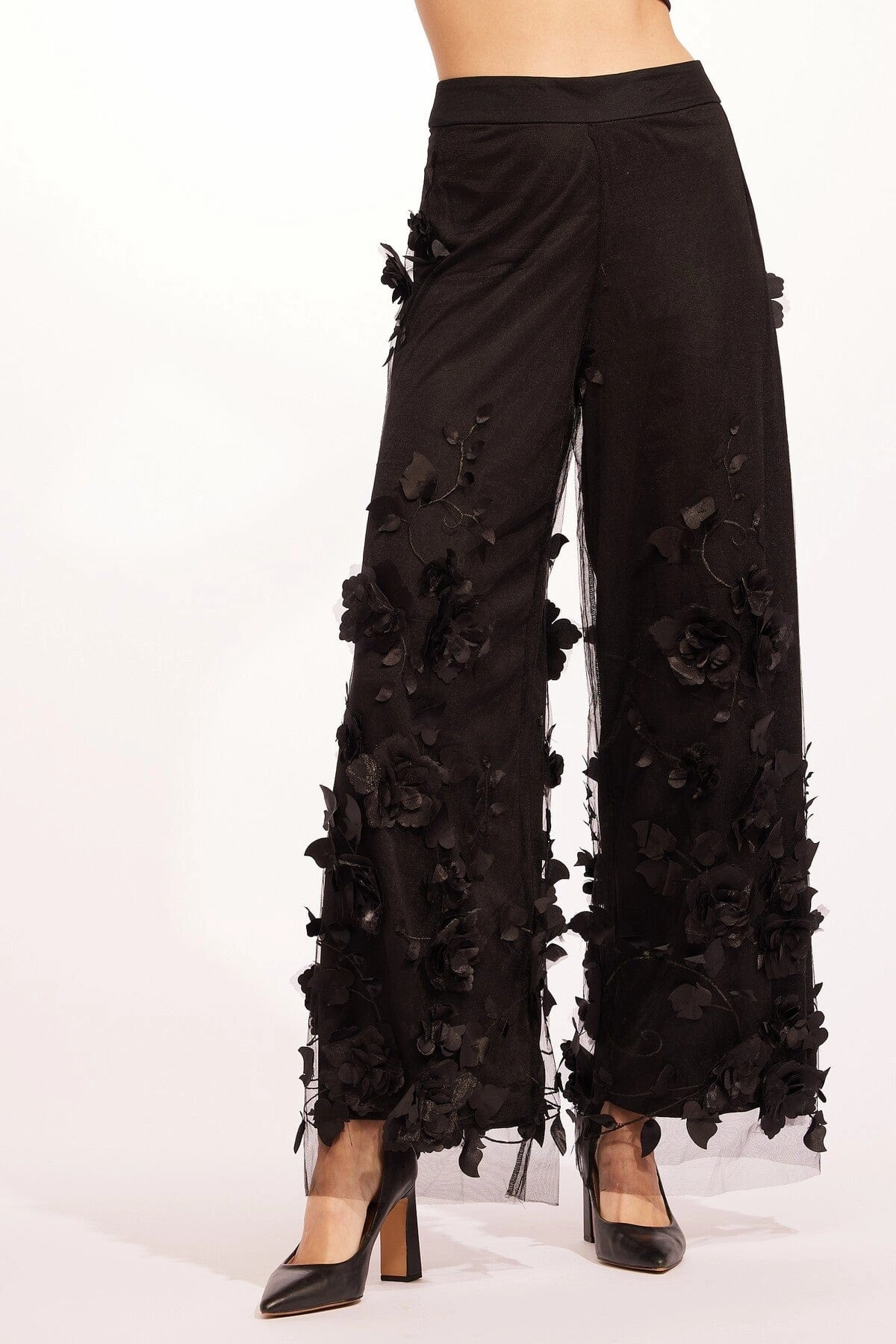 Black Taylor Pants - Caviar Bloom