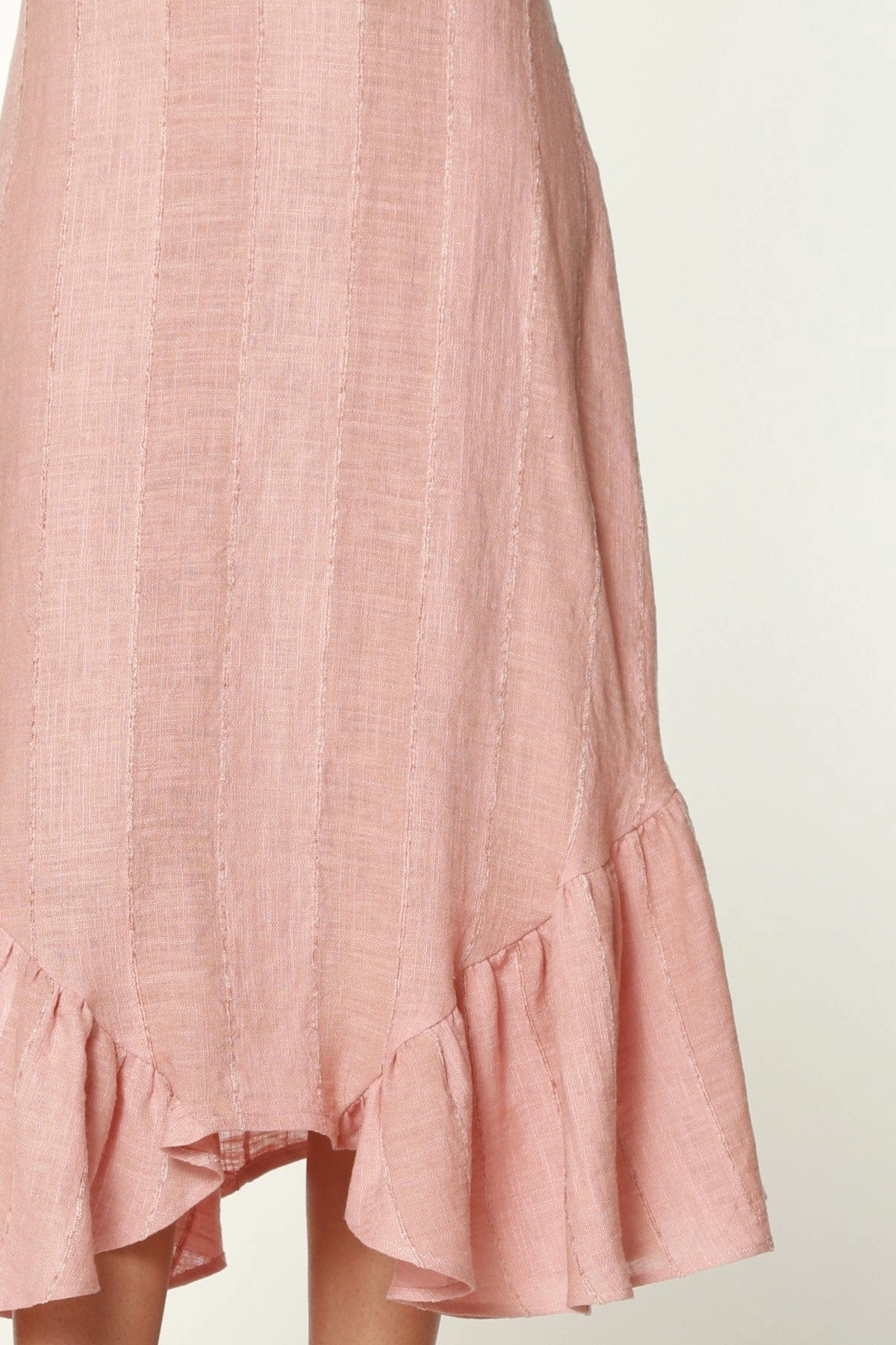 Blush Flounced Linen Midi Skirt Fresh Vibe