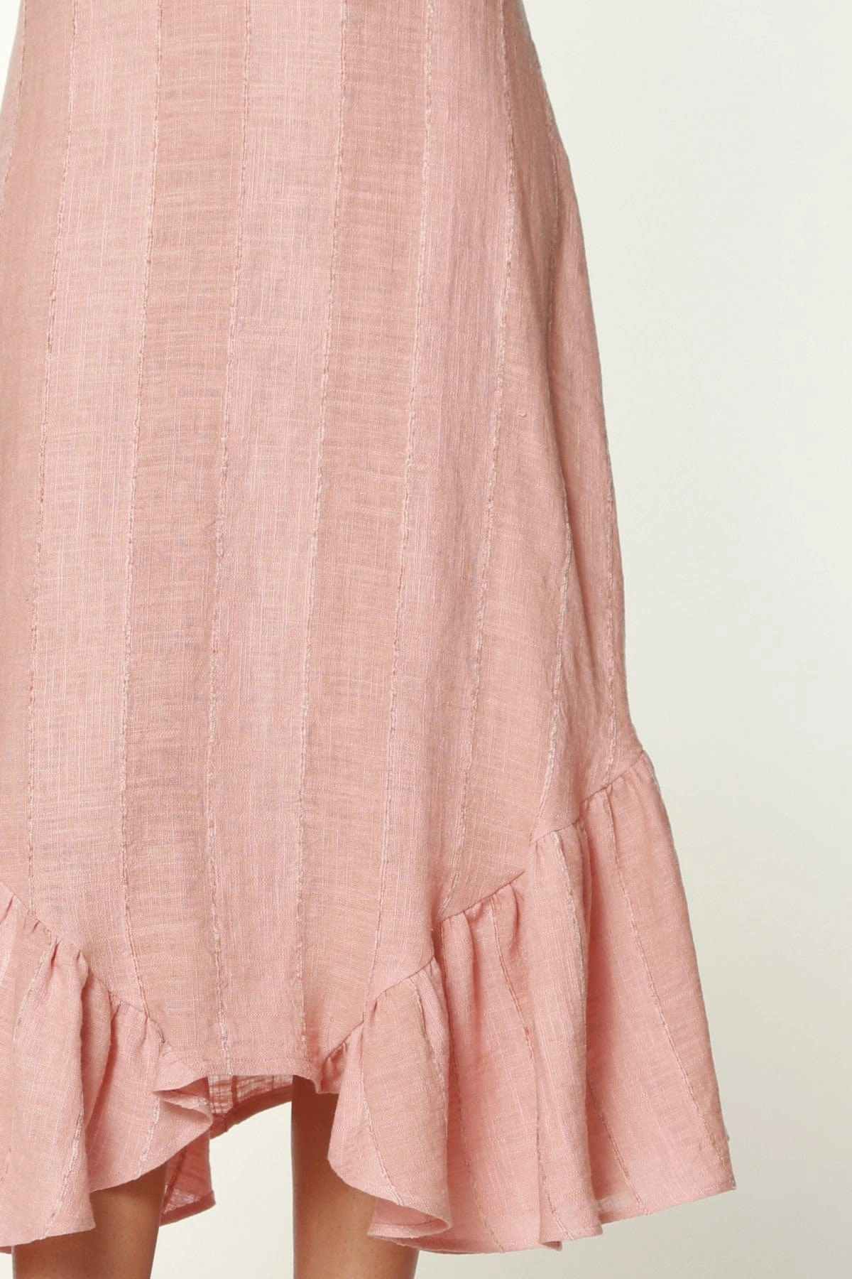 Blush Flounced Linen Midi Skirt Fresh Vibe