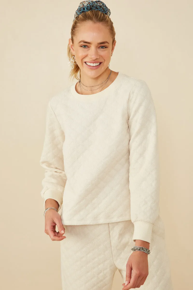 Easy Wear Warmth Without Bulk Quilted Knit Pullover Sweatshirt