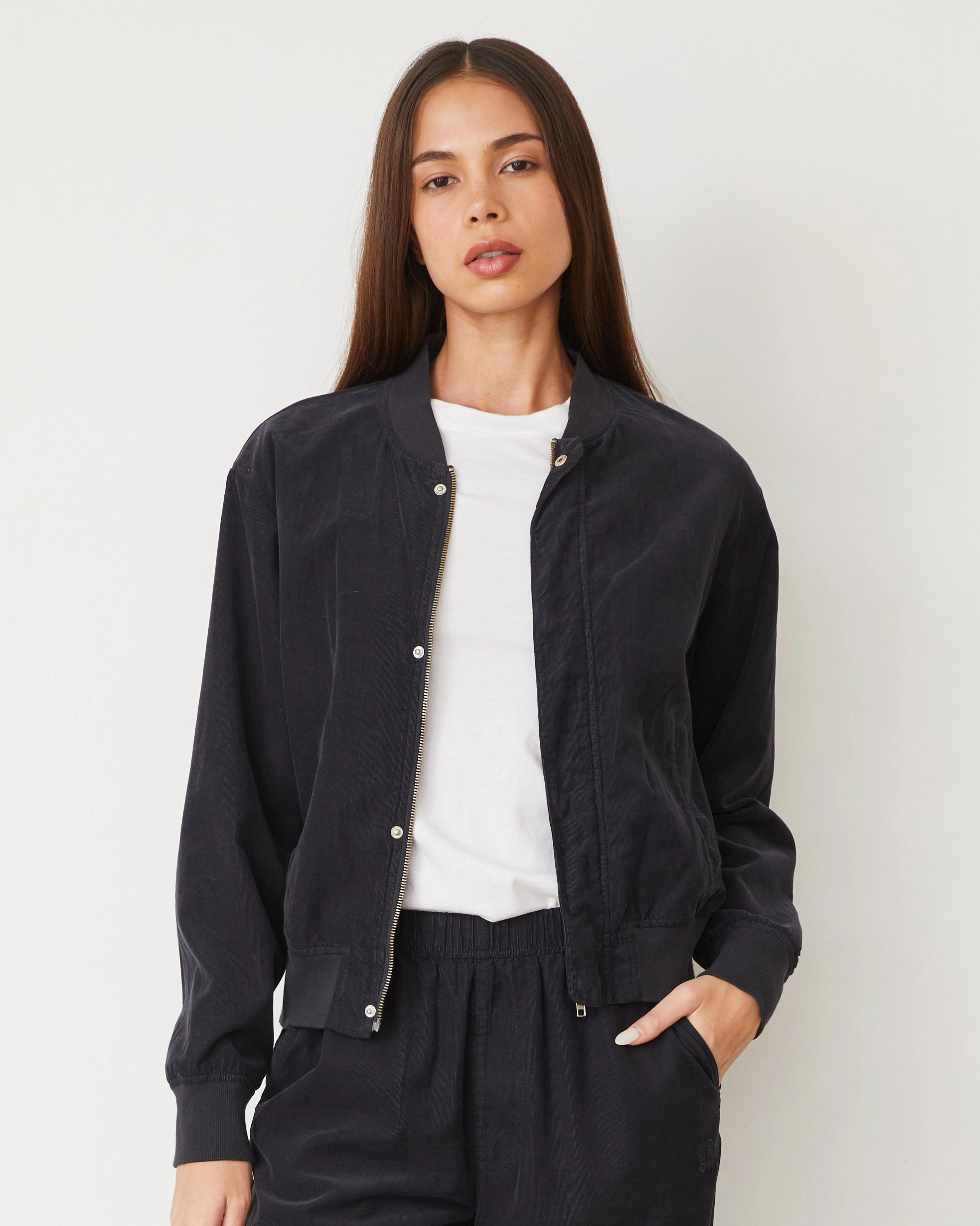 Bold Cut Mini Corduroy Bomber Jacket