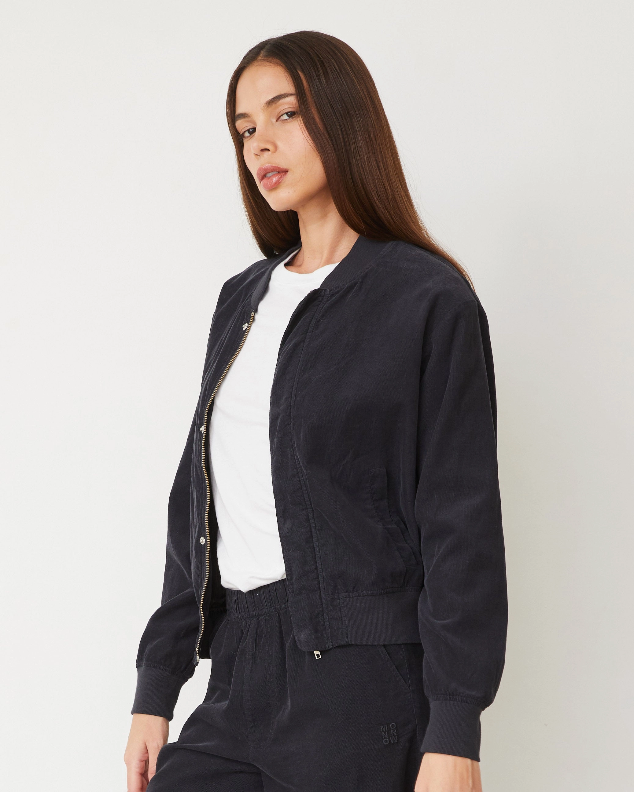 Bold Cut Mini Corduroy Bomber Jacket