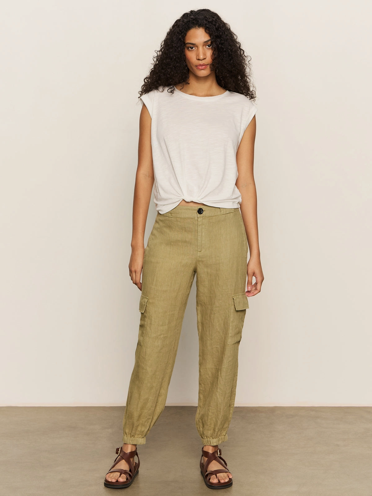 Bold Style Take Over Linen Jogger Standard Rise Pant Bamboo