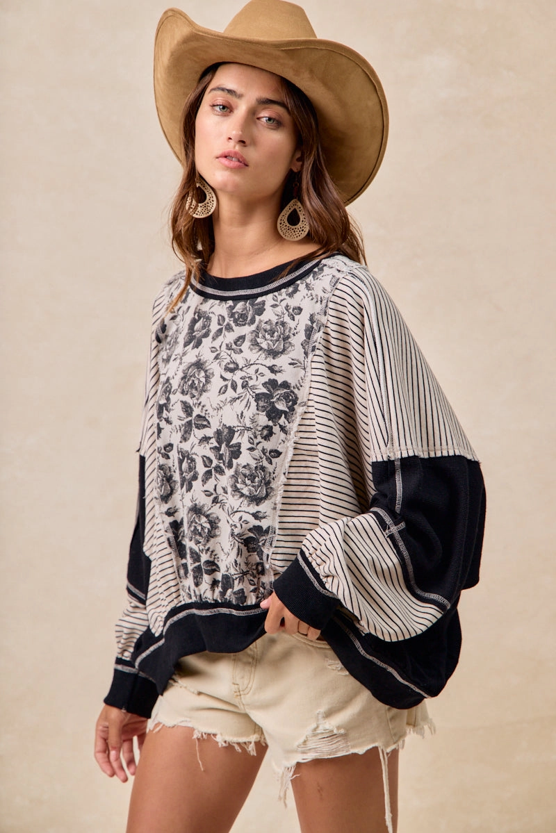 Stretch Comfort Air Circulation IT3795S-11P | ROSE TWILL AND STRIPE MIX AND MATCH TOP