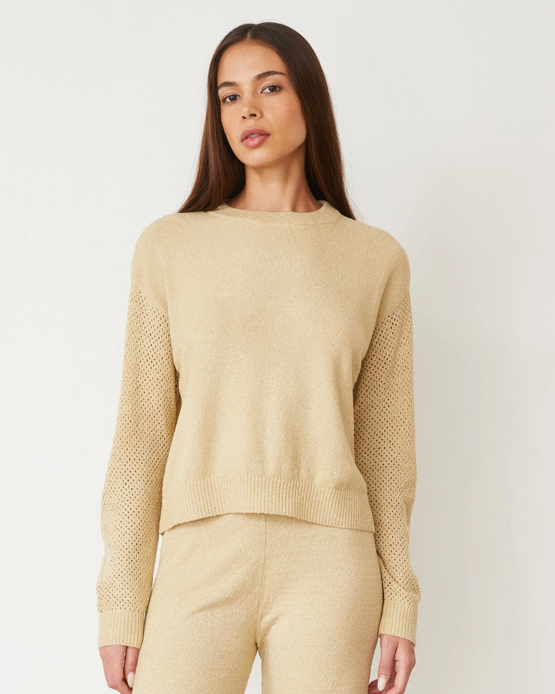 Boucle Knit Mesh Mixed Sweater Premium Profile Chic