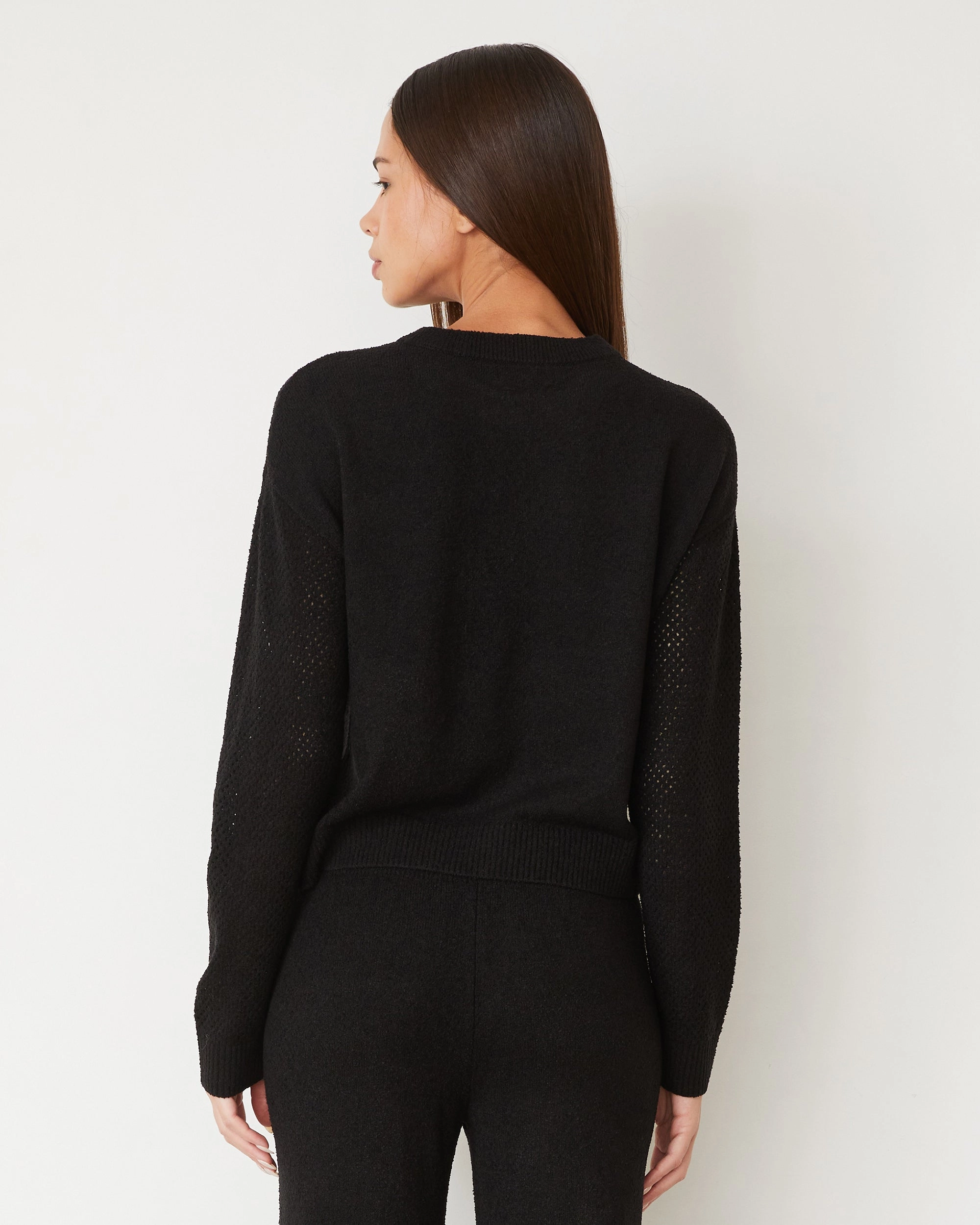 Boucle Knit Mesh Mixed Sweater Luxury Edge