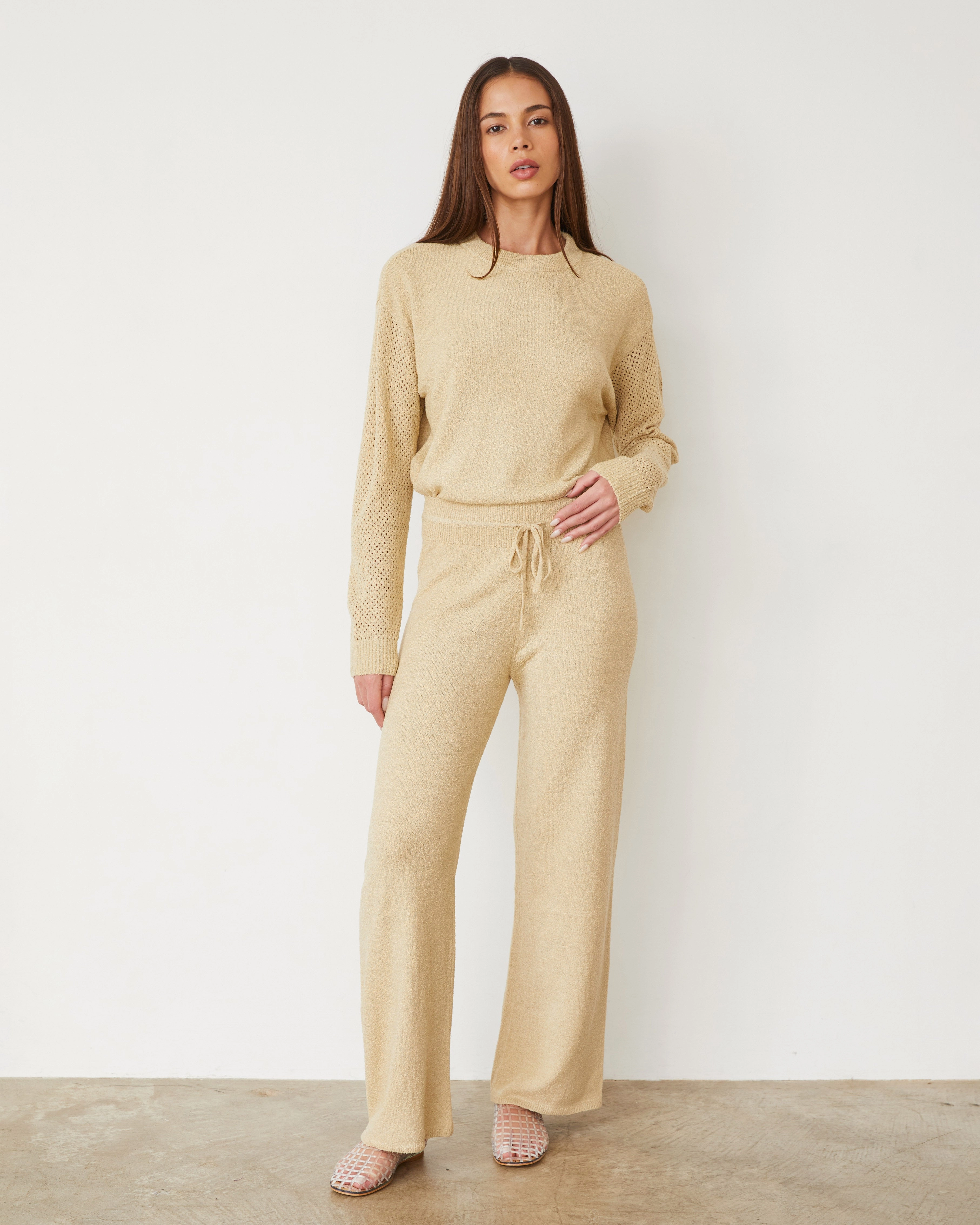 Boucle Knit Straight Leg Pant Comfort-stretch