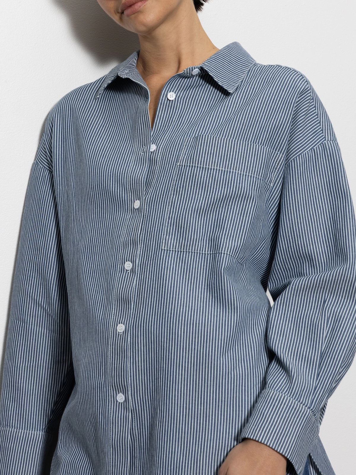 Boyfriend Tie Back Shirt Marina Stripe Regular Use