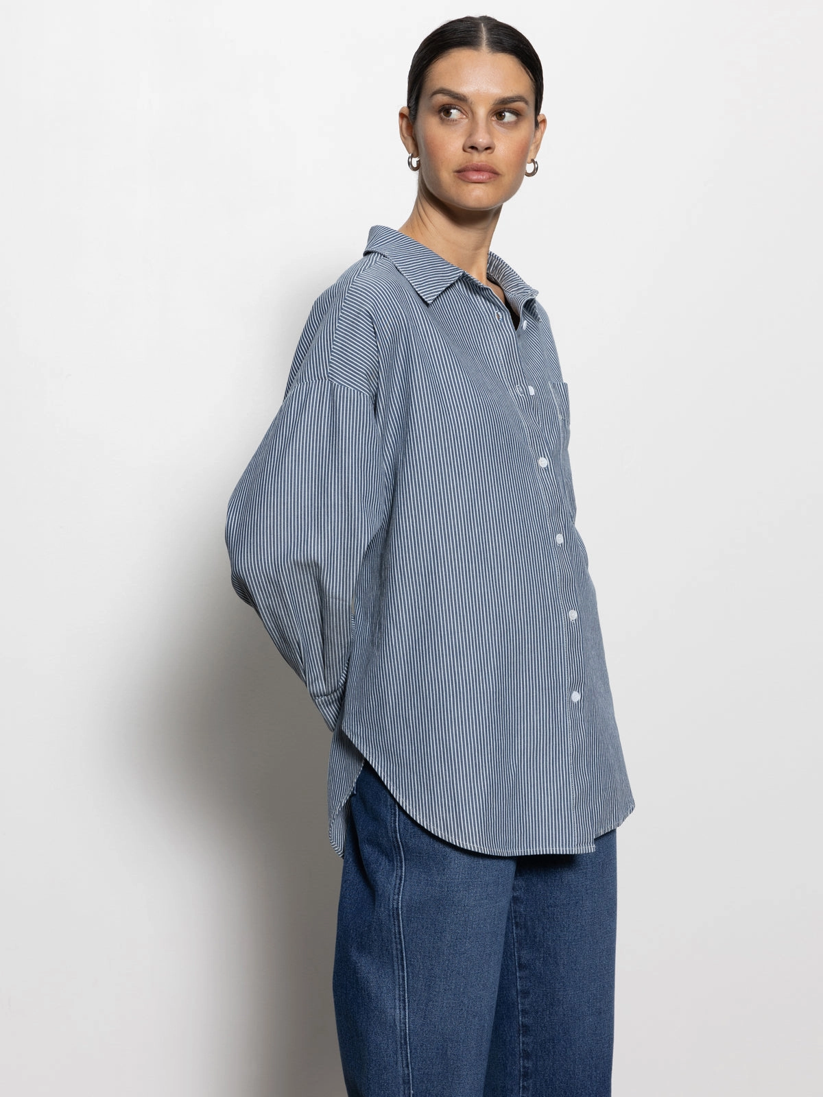Boyfriend Tie Back Shirt Marina Stripe Regular Use