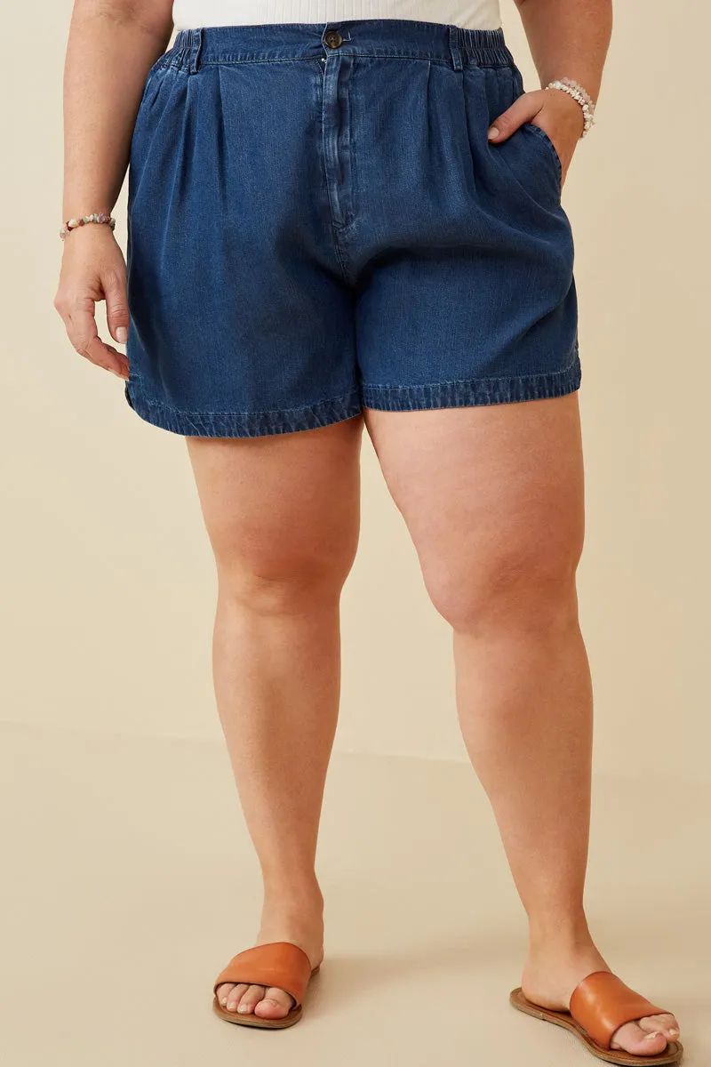 Travel Fit Rayon drape Womens Denim Tencel Dolphin Shorts