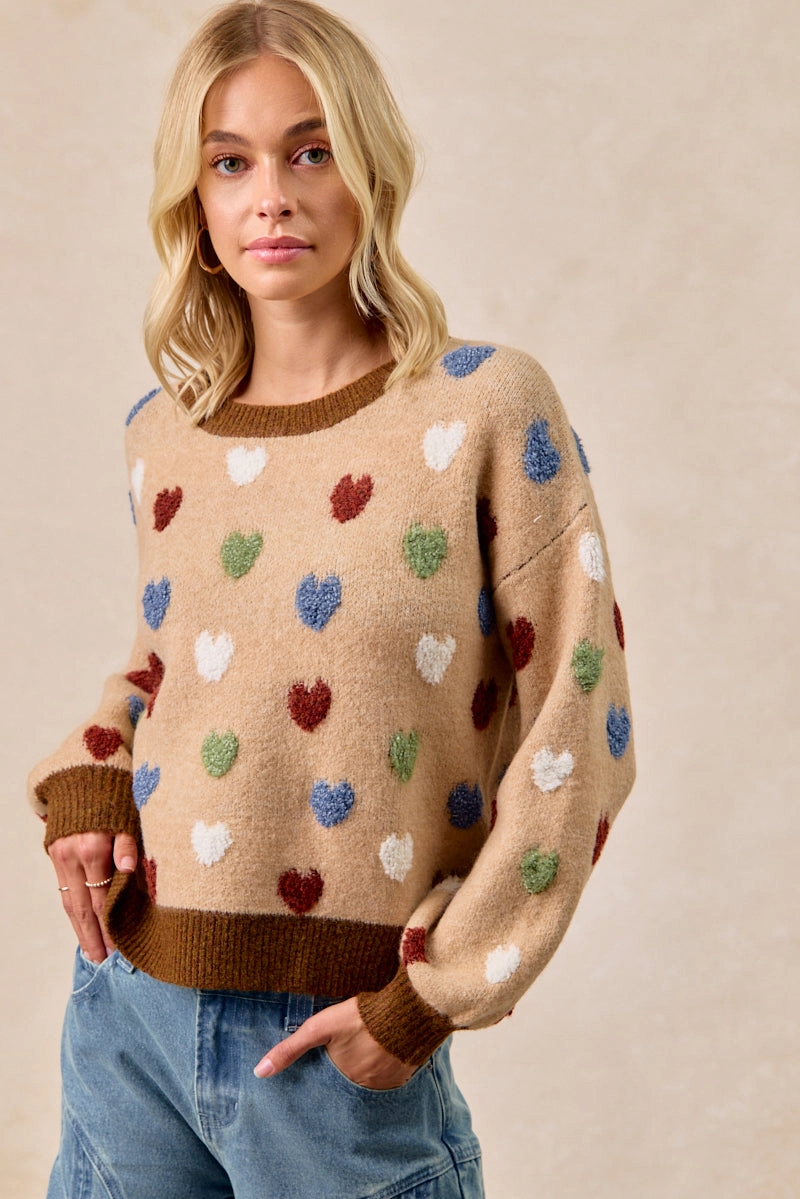 IT4720-01 | HERAT PATTERNED COZY SWEATER TOP Neutral Tone
