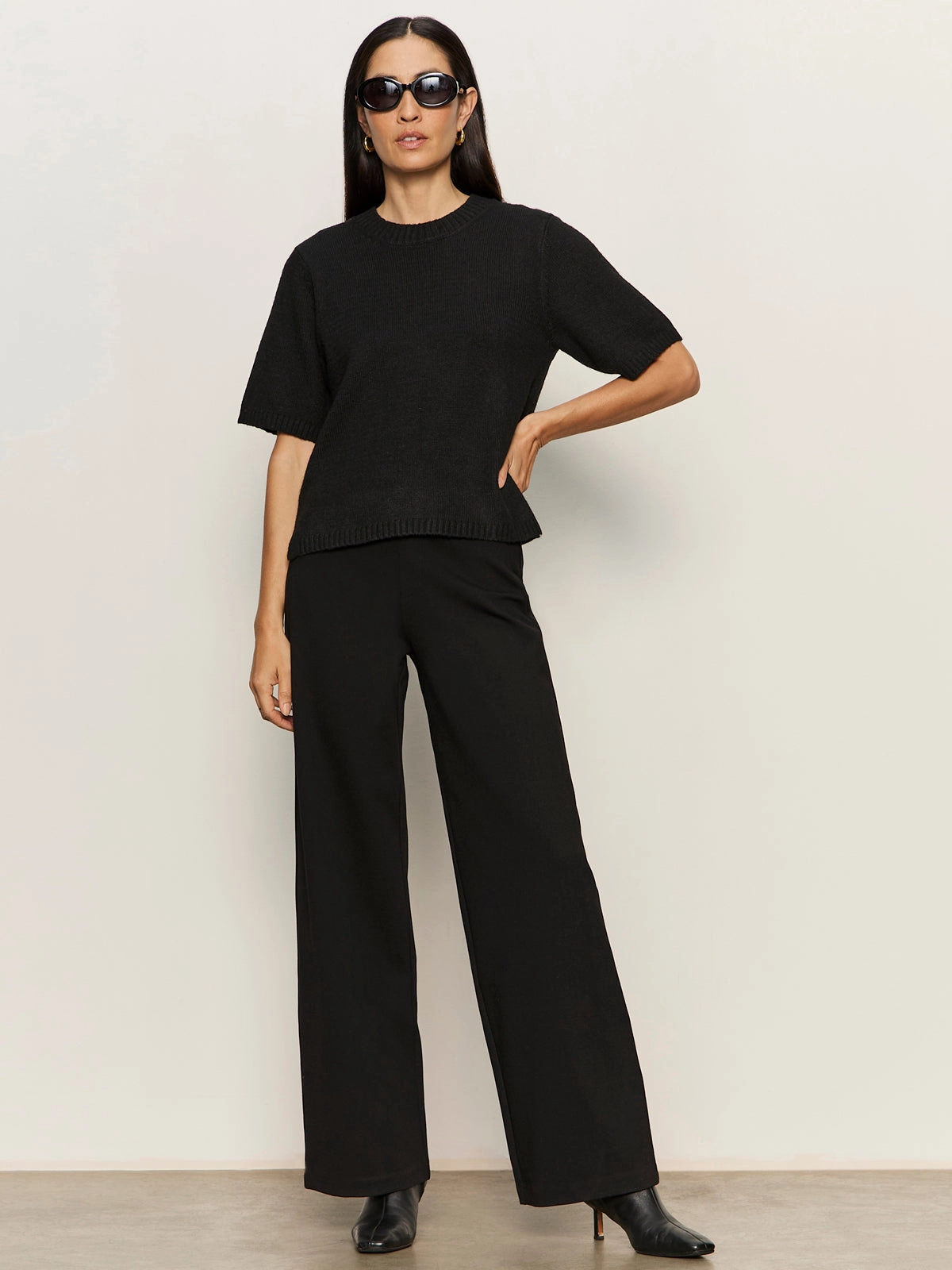 Breathable Runway Wide Leg Legging Black