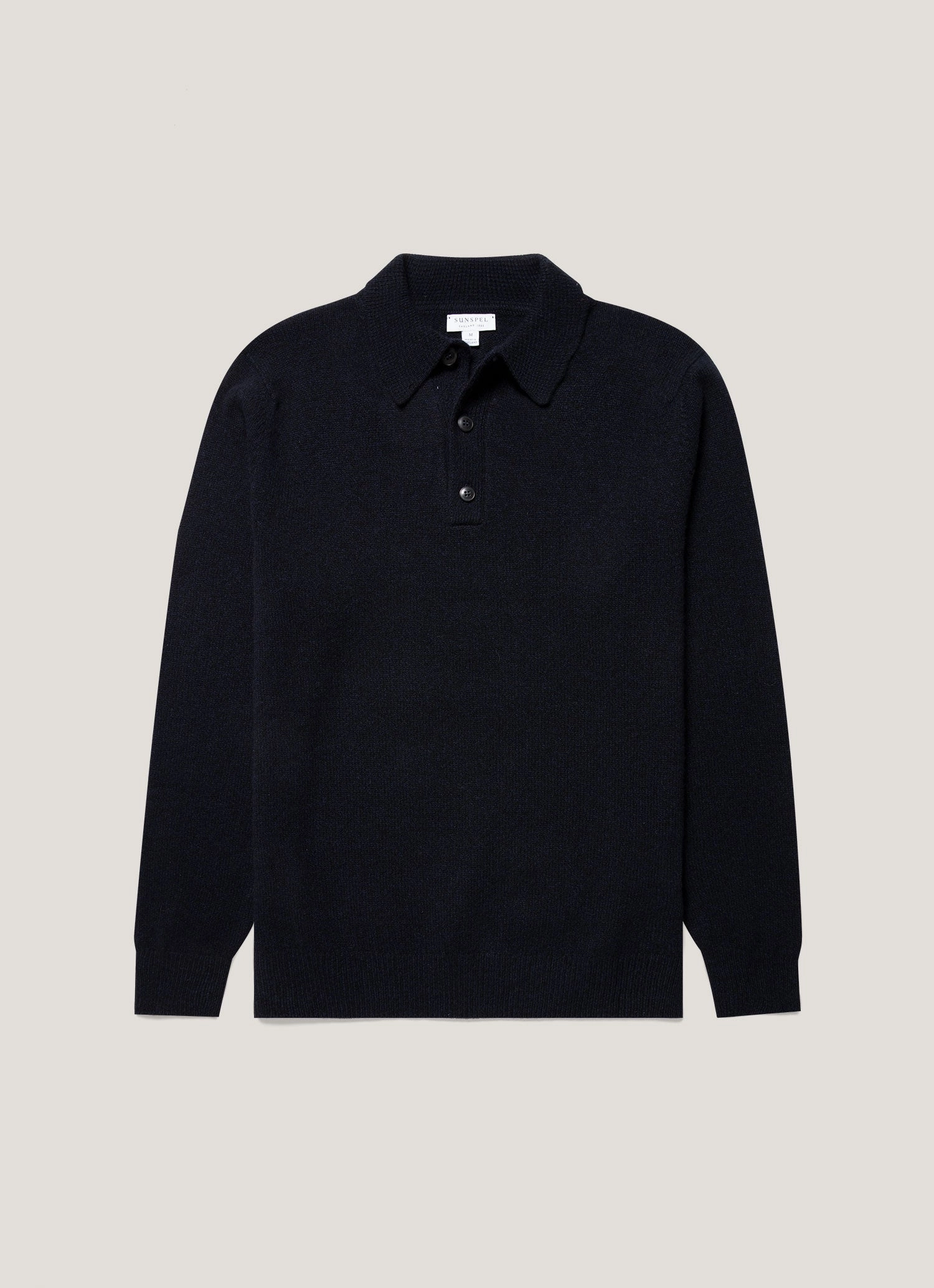 Men's Lambswool Polo Shirt in Dark Navy Mouline Weekend Street Look Soft-touch fitted piece