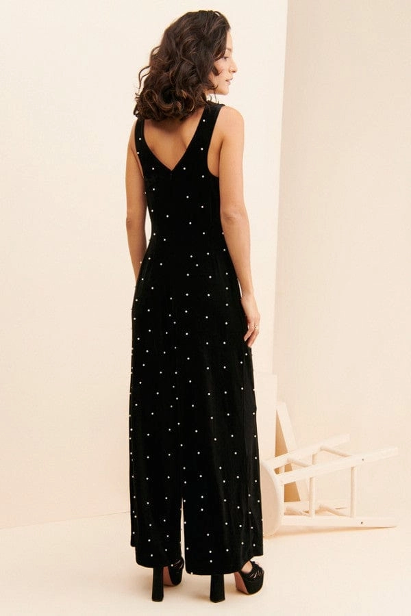 Brewster Jumpsuit - Black Velvet Pearl Smart Look
