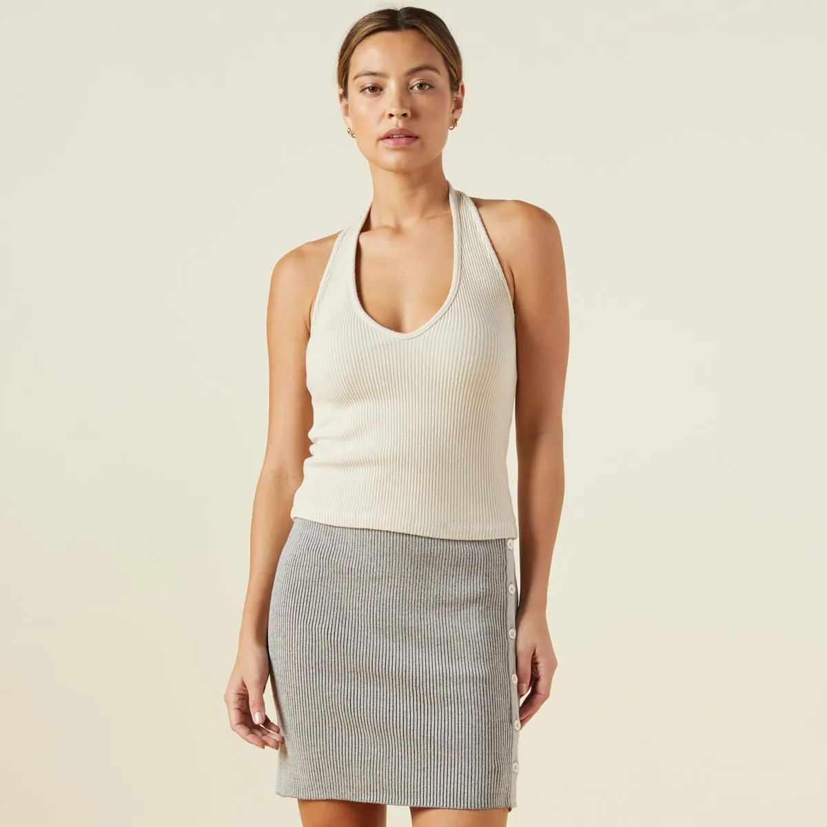 Brushed Rib Halter Tank Premium Corporate