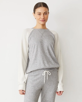 Neutral palette Monochrome Look Brushed Thermal Color Block Raglan