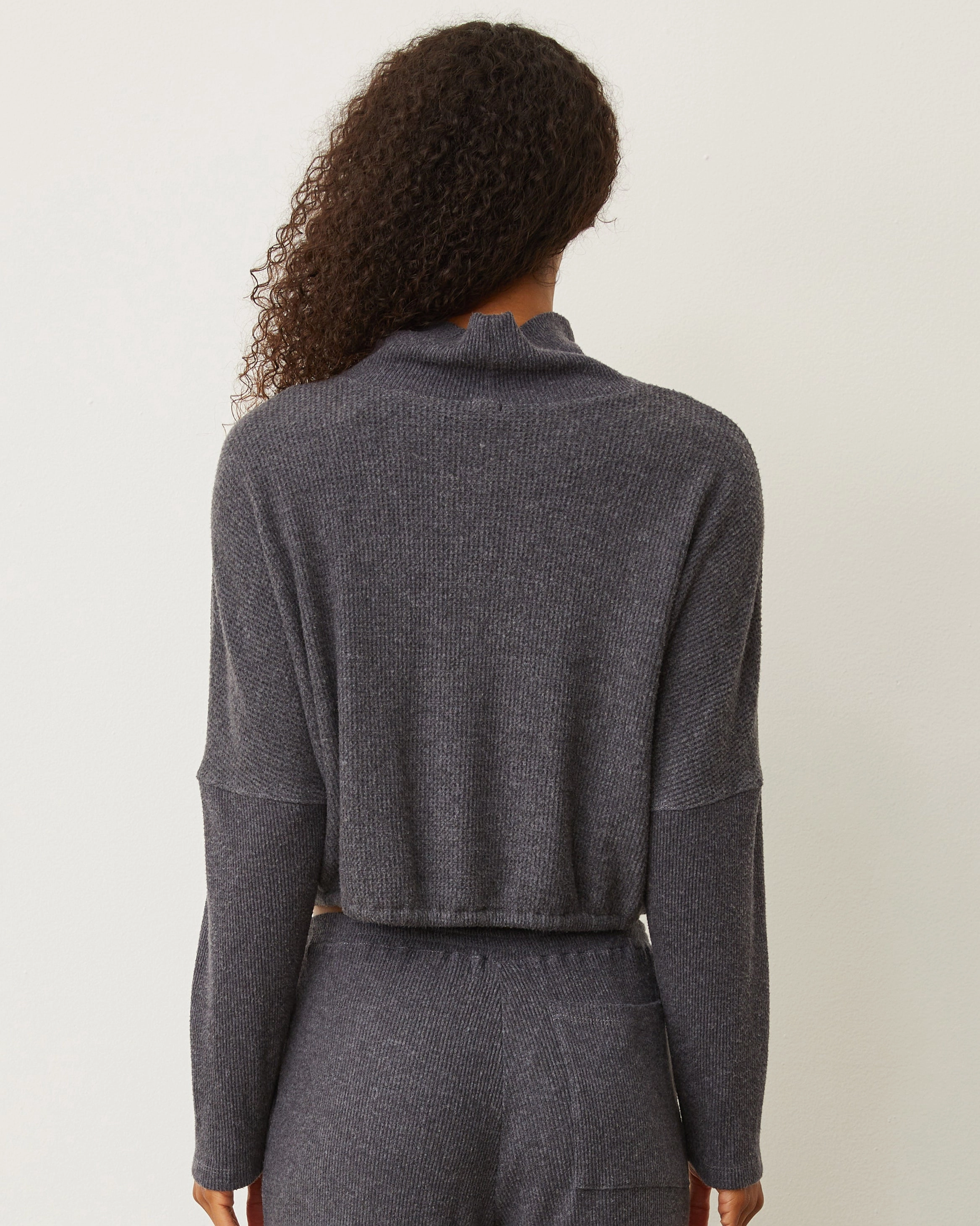 Brushed Thermal Drawcord Waist Sweatshirt Elegant Sharp Fit