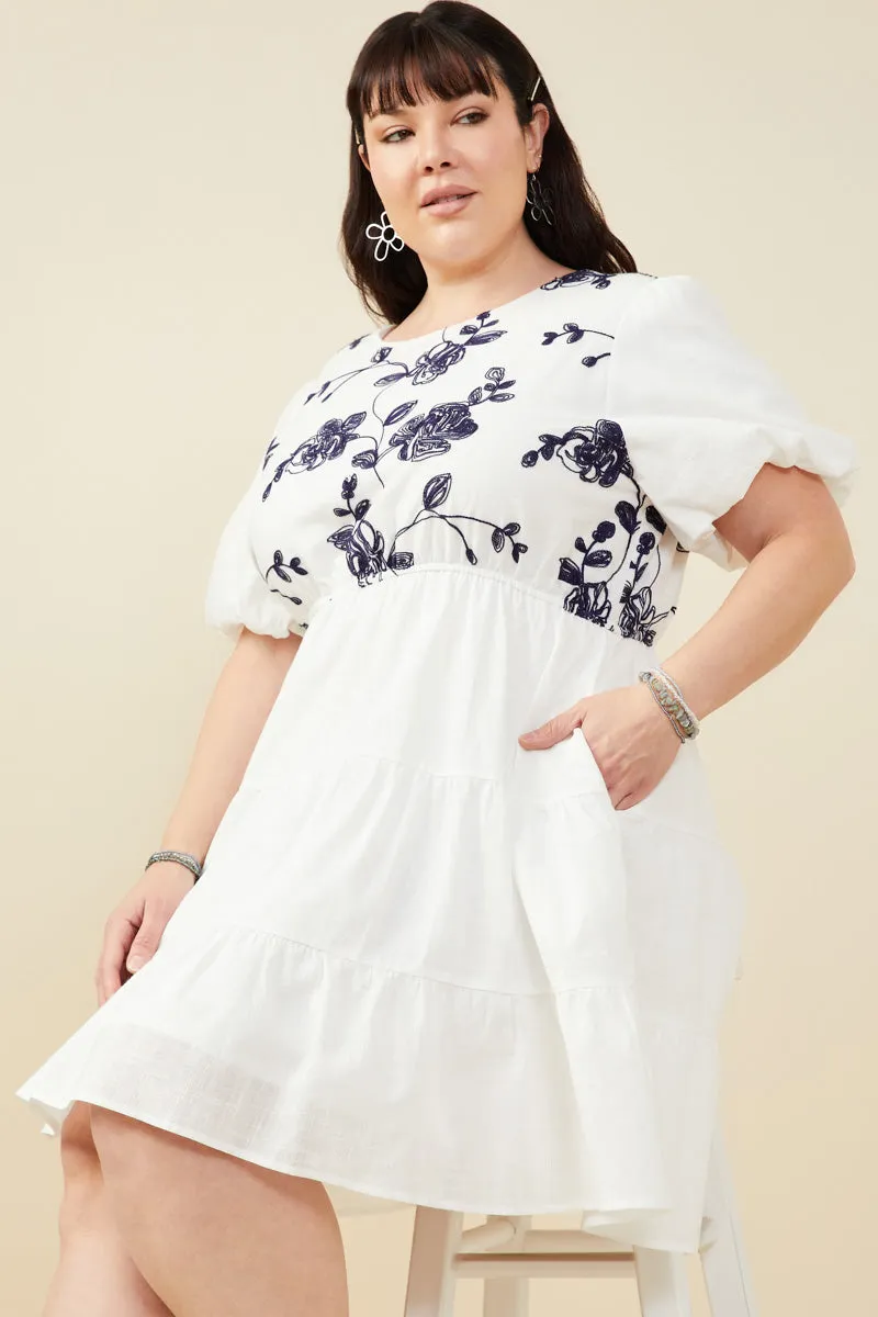 Contrast Embroidered Paneled Dress Smooth Curve