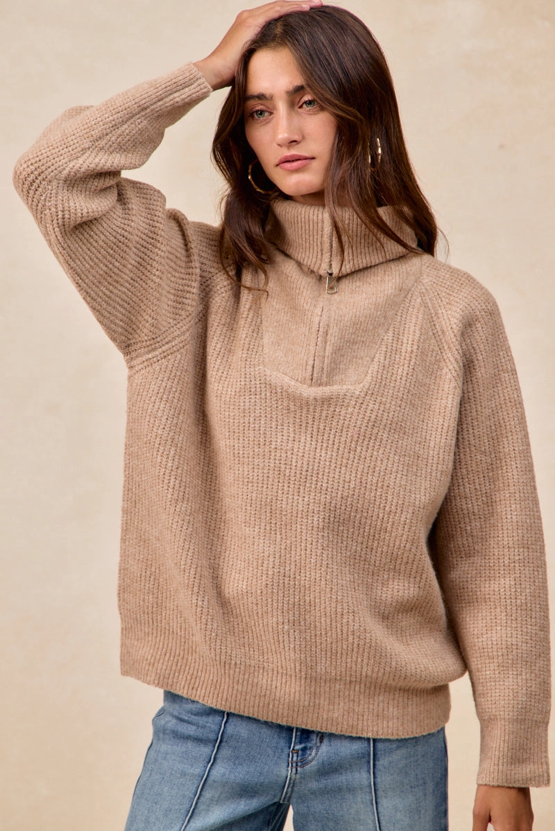 IT4796-01 | TEXTURED WIDE COLLAR SWEATER TOP Fit Easy