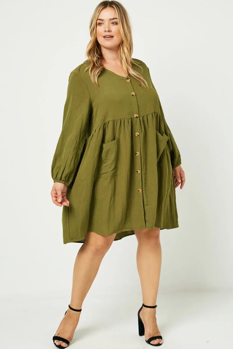 Outdoor Vibe Curve Friendly Button Down Pocketed Dress