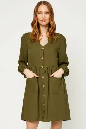 Quiet Mood Evening Ready Button Down Pocketed Dress