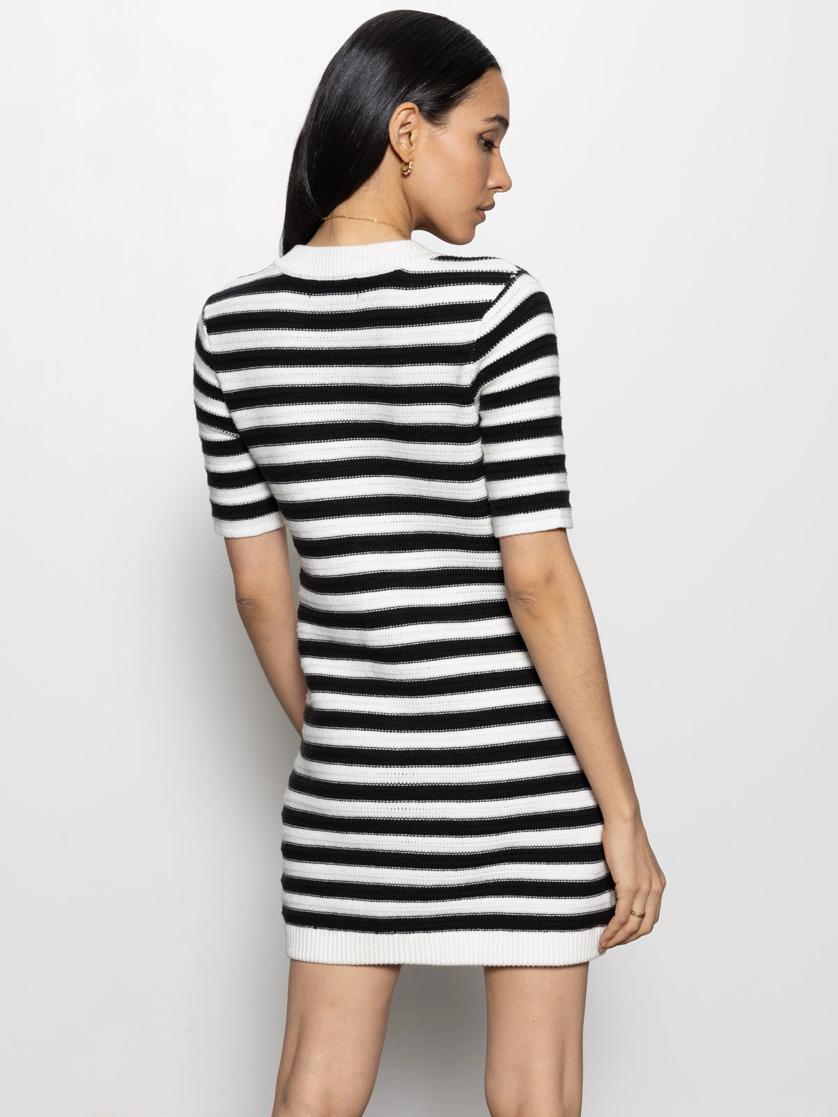 Button Front Knitted Dress Chalk And Black Stripe Cozy Goods