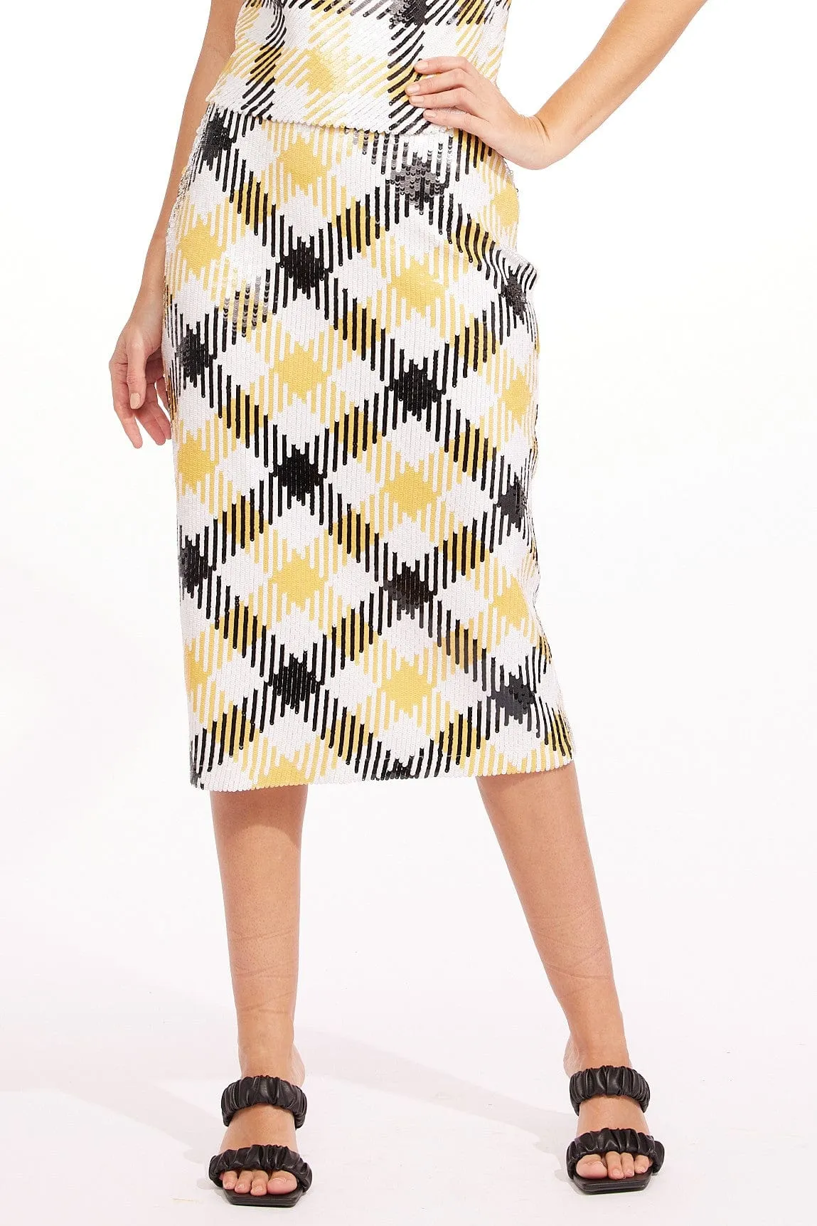 Calm Vibe Rita Skirt - Canary Plaid