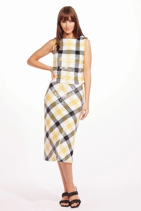 Rita Skirt - Canary Plaid All Day Comfort