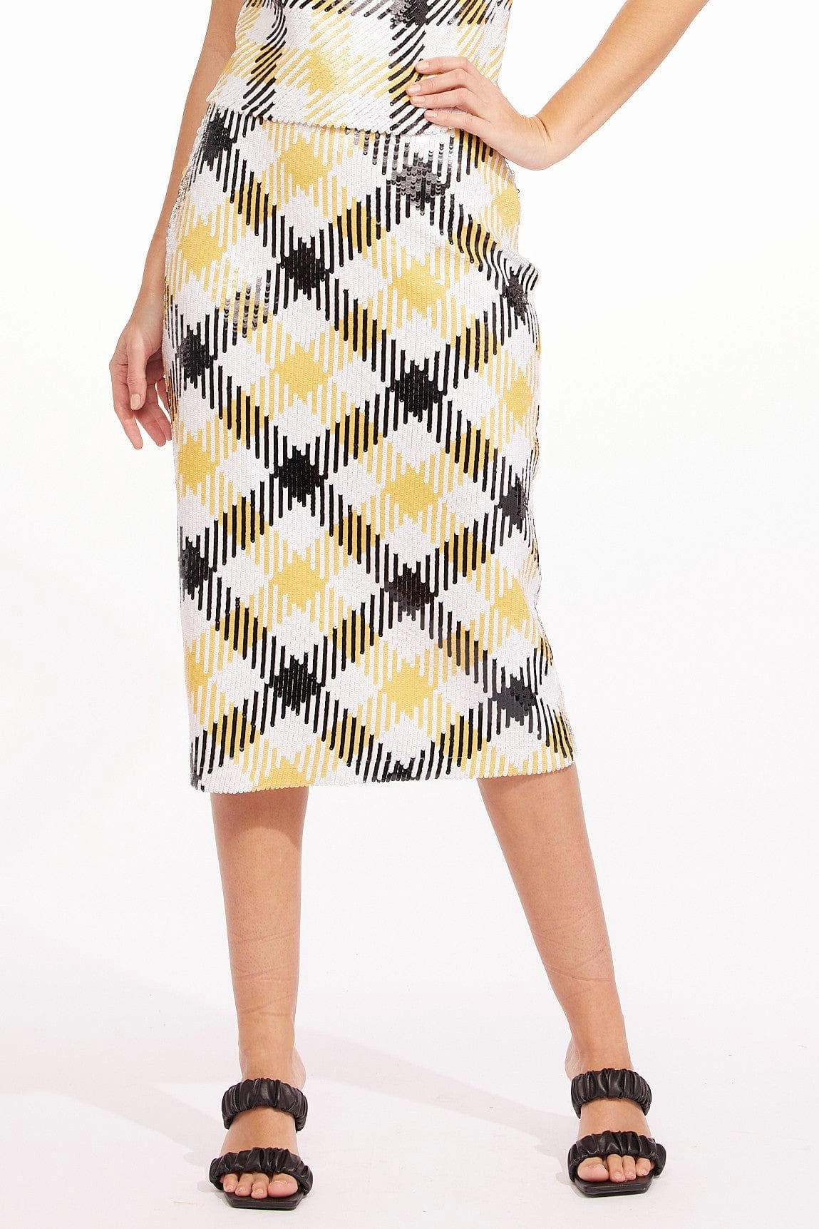 Calm Vibe Rita Skirt - Canary Plaid