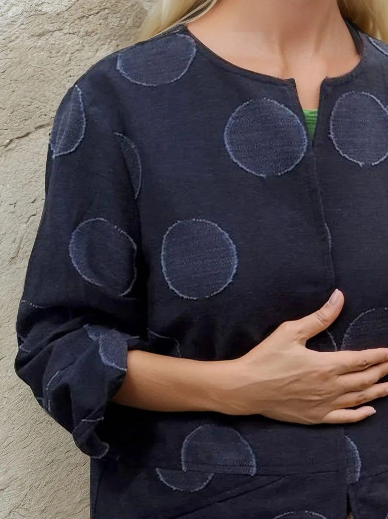 Car Coat - Textured Polka Dot Sharp Lines