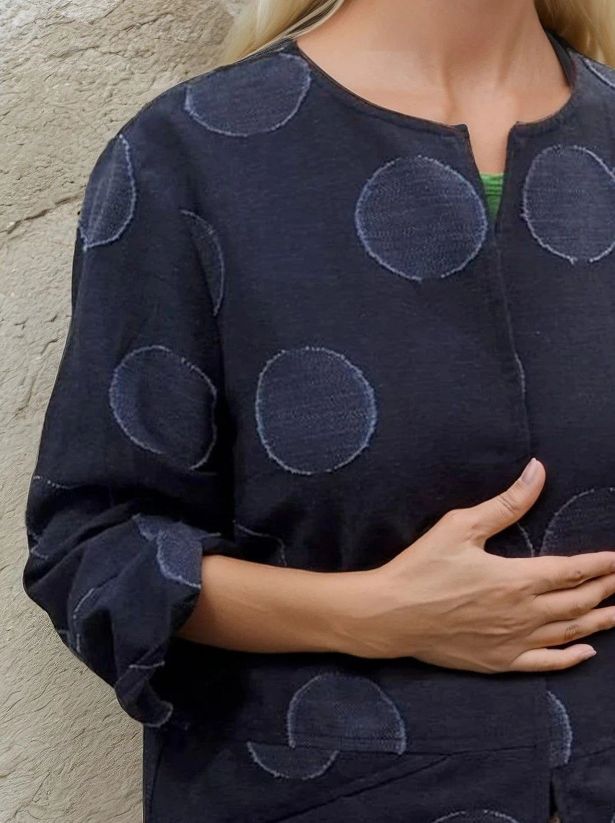 Car Coat - Textured Polka Dot Sharp Lines