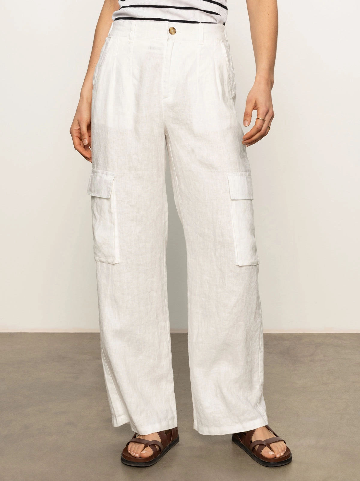 Hopper Semi High Rise Cargo Pant Bleached White Minimalist Style