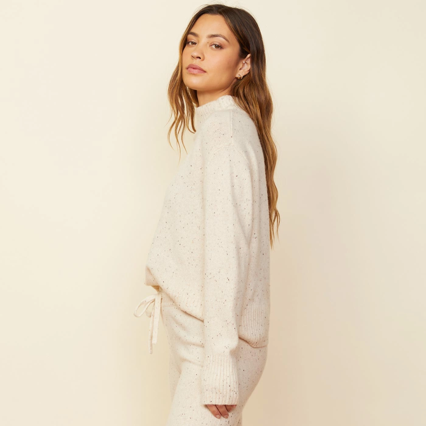 Cashmere Neps Mock Neck Sweatshirt Relaxed Layers