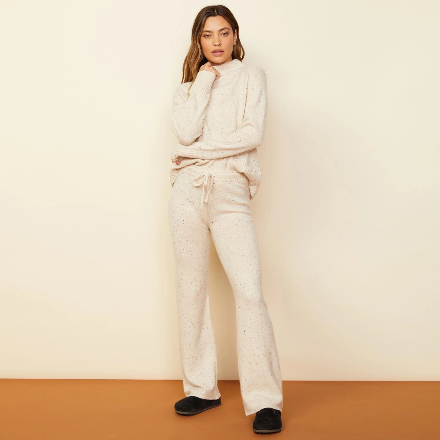 Cashmere Neps Mock Neck Sweatshirt Relaxed Layers