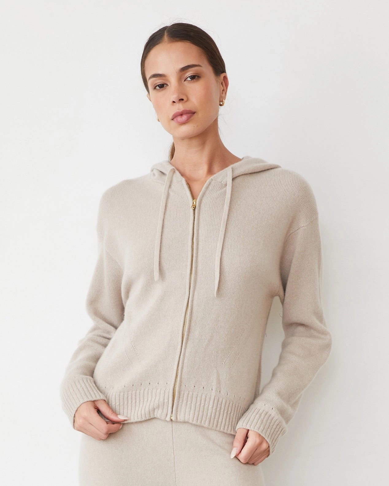 Cashmere Zip Up Hoody Sophisticated Jacket