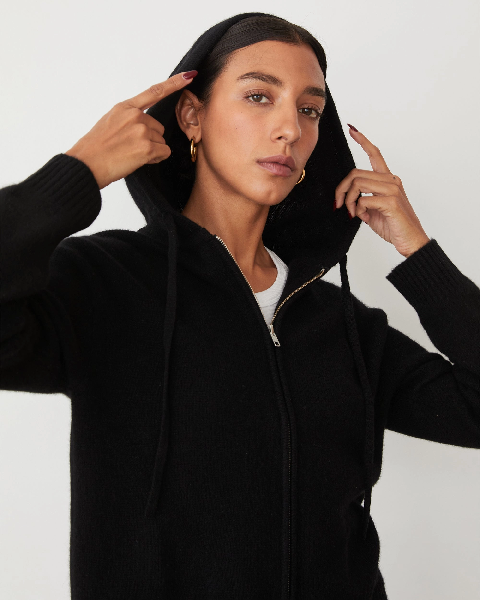 Cashmere Zip Up Hoody Versatile Piece