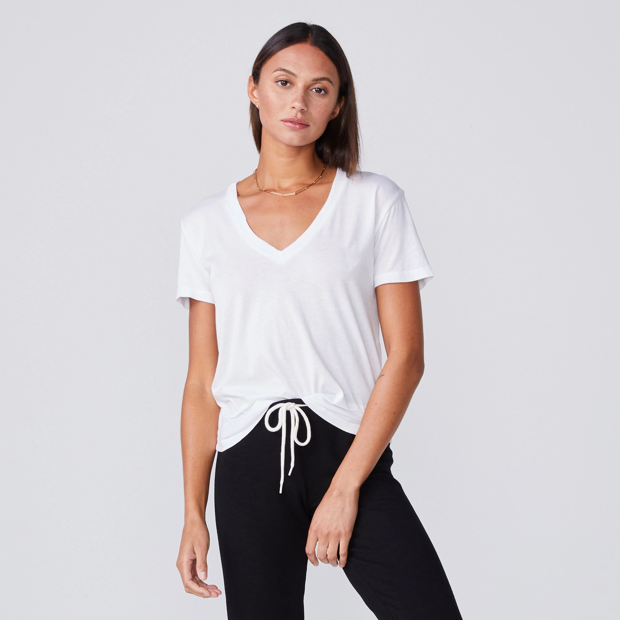 Casual Essential Cotton Modal Relaxed V Neck Tee