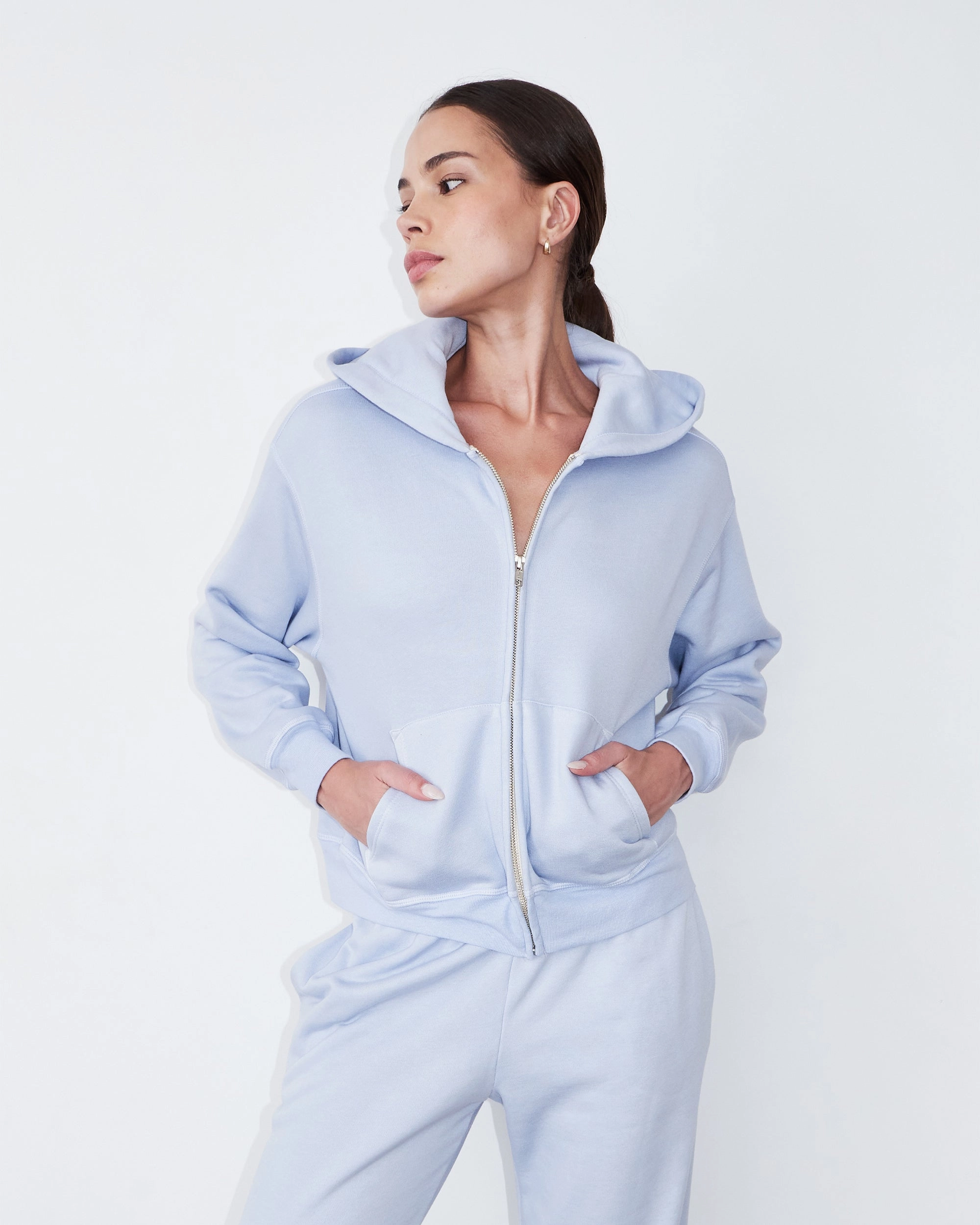 Casual Fit Teddy Fleece Relaxed Zip Up Hoody