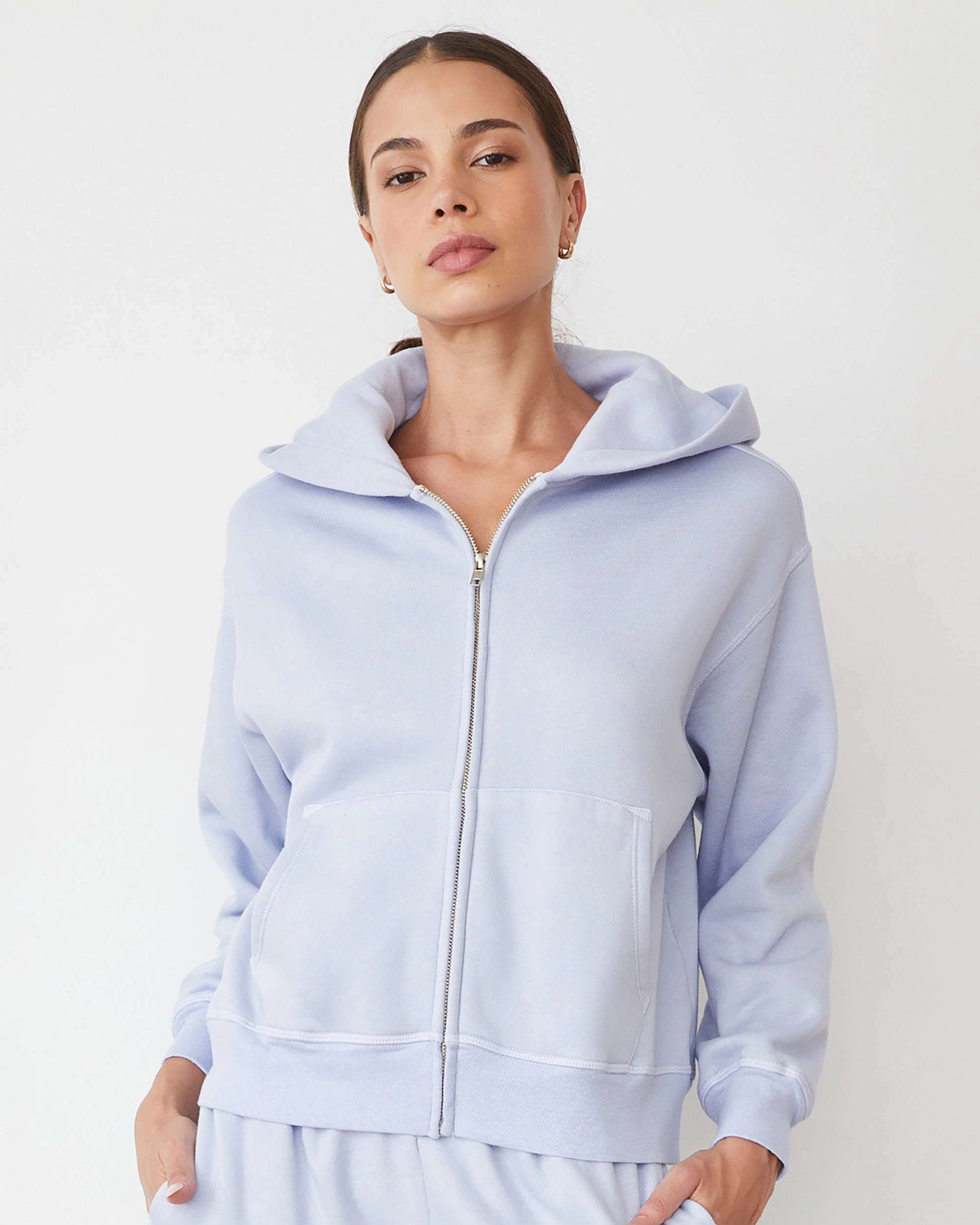 Casual Fit Teddy Fleece Relaxed Zip Up Hoody