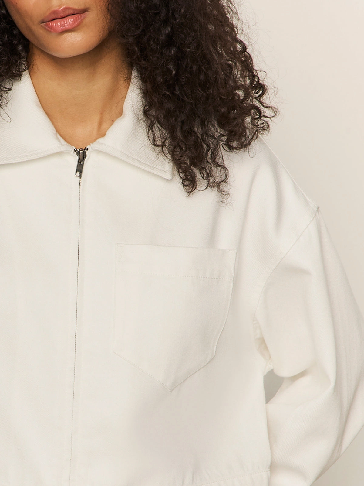 Casual Layer Cropped Paper Boy Jacket Bleached White